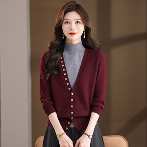 2025秋冬新韩版气质百搭针织假两件毛衣中青年妈妈装时尚女装上衣，女装针织衫/毛衣，妃慕昵服饰