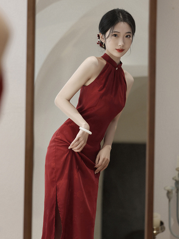 New Chinoiserie Cheongsam Toast Dress Bride 2025 New Dressing Gown Red Wedding Improved National Style Long Skirt Engagement Dress
