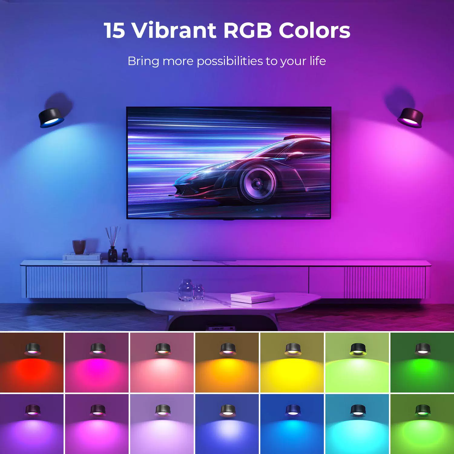 Магнитная RGB-CW настенная светильник, беспроводной перезаряжаемая, вращающаяся ambient лампа