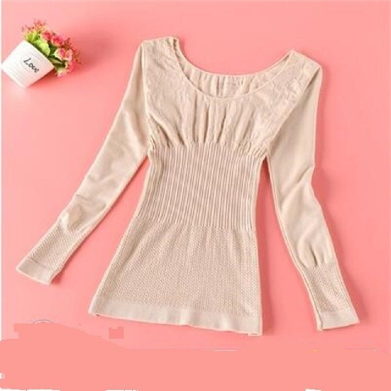 Thermal Underwear Thin High Elastic Tight Women's Base Clothes Autumn Clothes Women's Inner Wear Low Neck Women's Body Long Sleeve Top