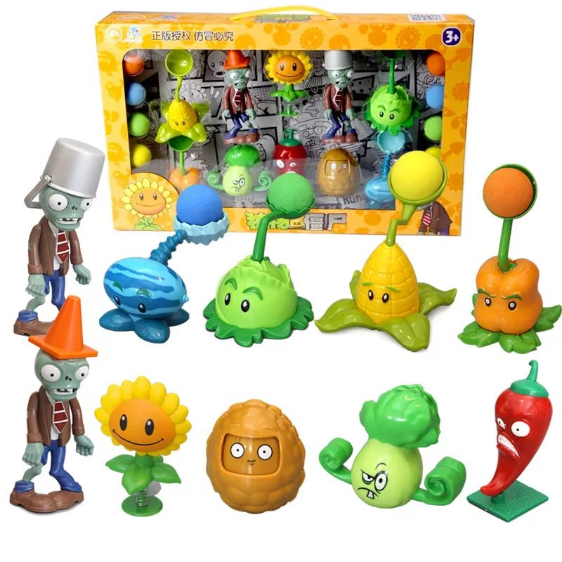 Игрушка Plants vs Zombies — полный набор мягких резиновых фигур, много элементов, подарок ребёнку