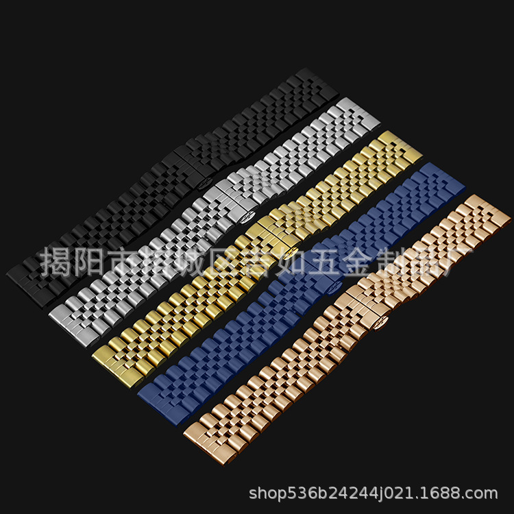 Aplicable a Huawei GT2 AppleWatch8 Apple correa de reloj de cinco cuentas iwatch correa de reloj de cintura pequeña de acero inoxidable