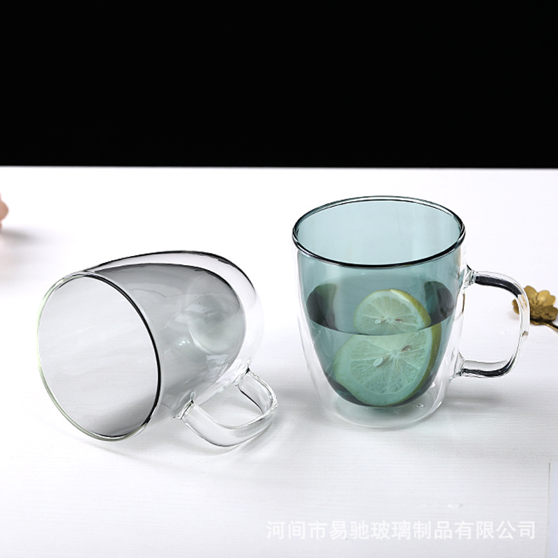 Taza de agua de vidrio de doble capa taza de vidrio en forma de huevo taza de café transparente taza de leche