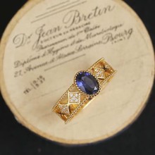 【星河徜徉】蓝宝石宇宙戒指铜材质镀金小众高级感微镶食指戒