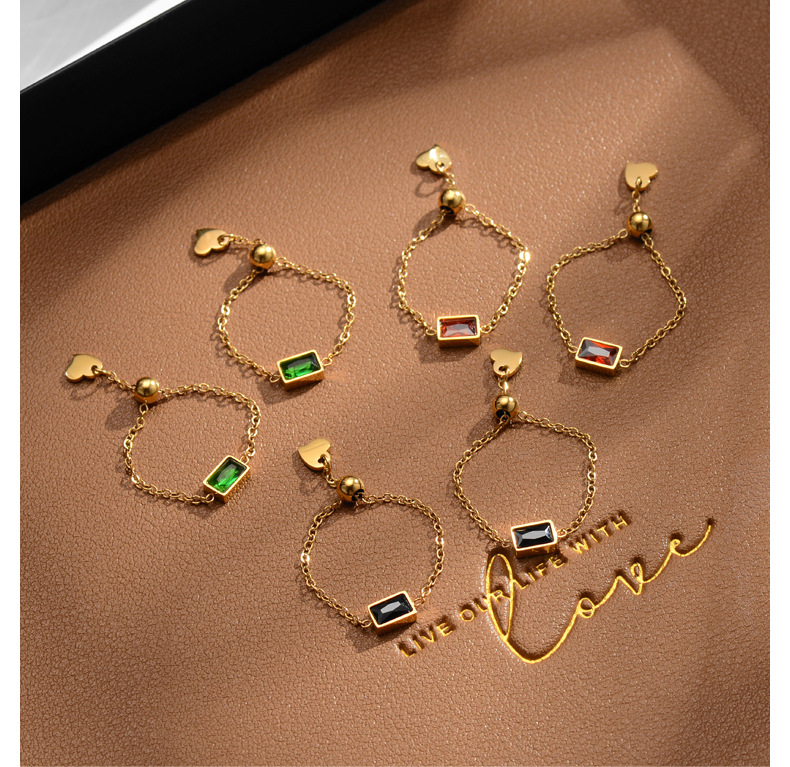 One Size Ring Size Wholesale Jewelry Fashion Geometric 304 Stainless Steel Zircon 18K Gold Plated Stainless Steel Rings