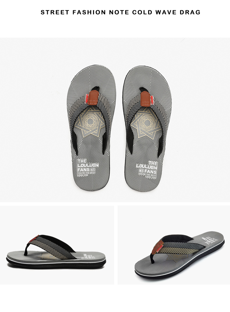 Wholesale of new beach flip-flops for men, summer anti-slip and foot-hugging casual cool flip-flops, and trendy thick-soled men's slippers undefined