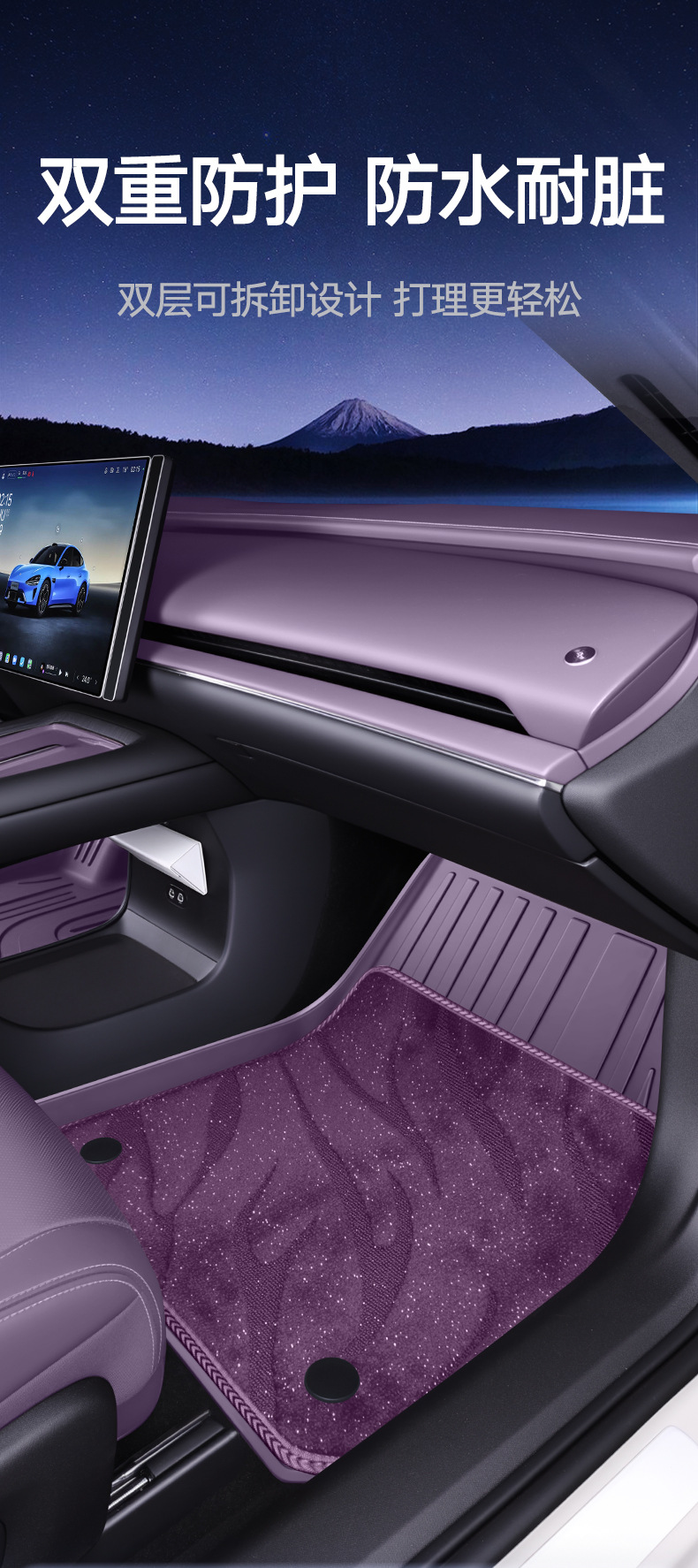 Suitable for 26 models of Xiaomi SU7, complete set of car interior decoration accessories, TPE full-cover floor mats, modification parts