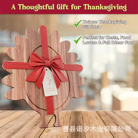 木质火鸡托盘熟食牛排披萨甜点饼干桌面托盘感恩节摆件装饰熟食盘