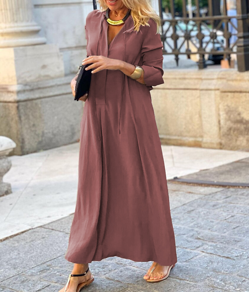 190g Weight Maxi Long Dress Dress Length Type Long Sleeve Sleeve Length Shirt Dress Dresses Type Wholesale Women'S Casual Pocket Patchwork Solid Color Daily Turndown Long Sleeve Shirt Dress
