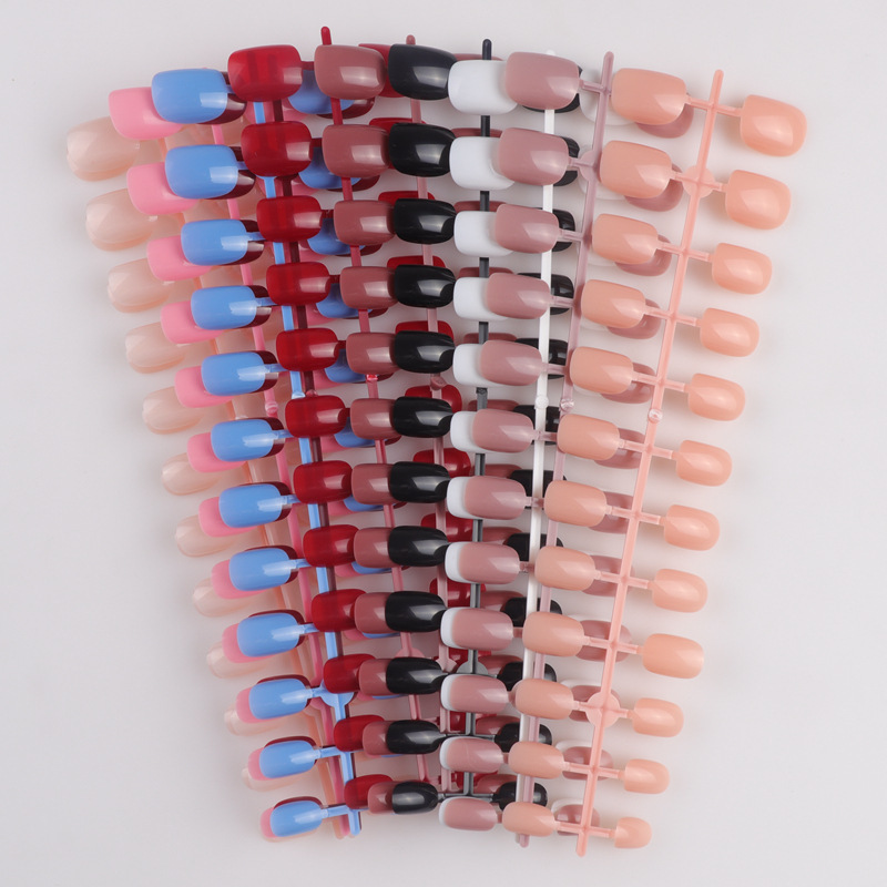 10-color Short Round Head Small nail children's nail pure mixed color nail patch Acrylic Nails custom