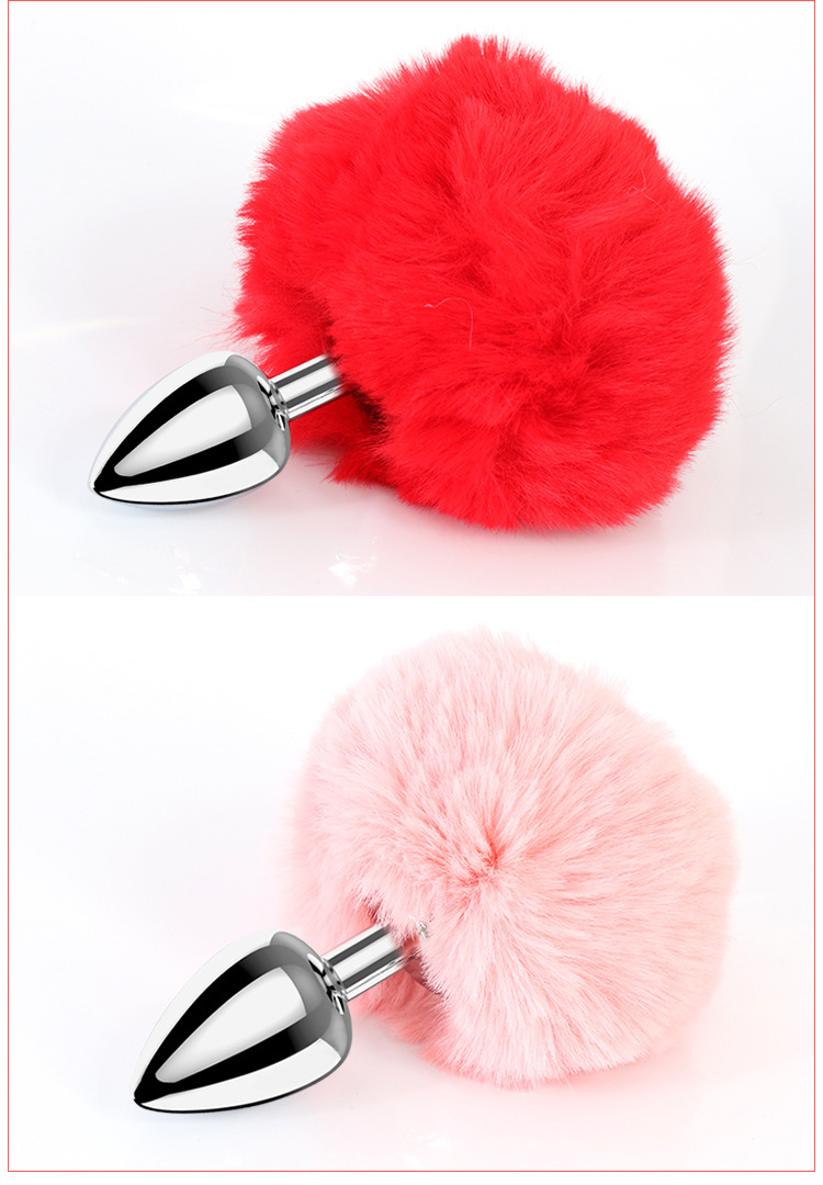 Metal Rabbit Tail Anal Plug, Colorful Non-Vibrating Adult Toy — detail image 5
