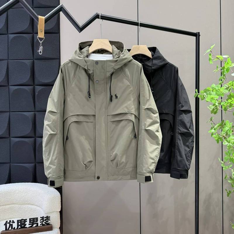 男士秋季常规款连帽长袖时尚百搭夹克运动舒适简约外套百搭夹克|undefined