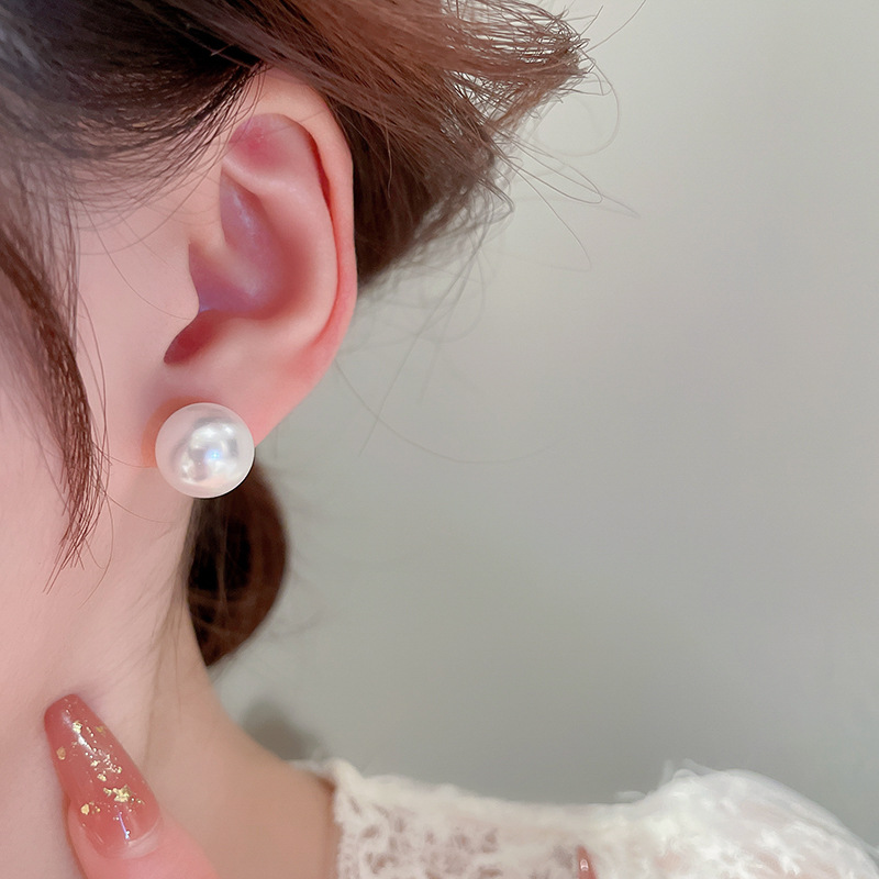 1 Pair Fashion Round Imitation Pearl Plating Women's Ear Studs display picture 6