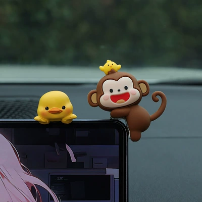 Animal Dolls Car Decoration Supplies – Car ornaments - little-yellow-duck-little-monkey-free-traceless-glue