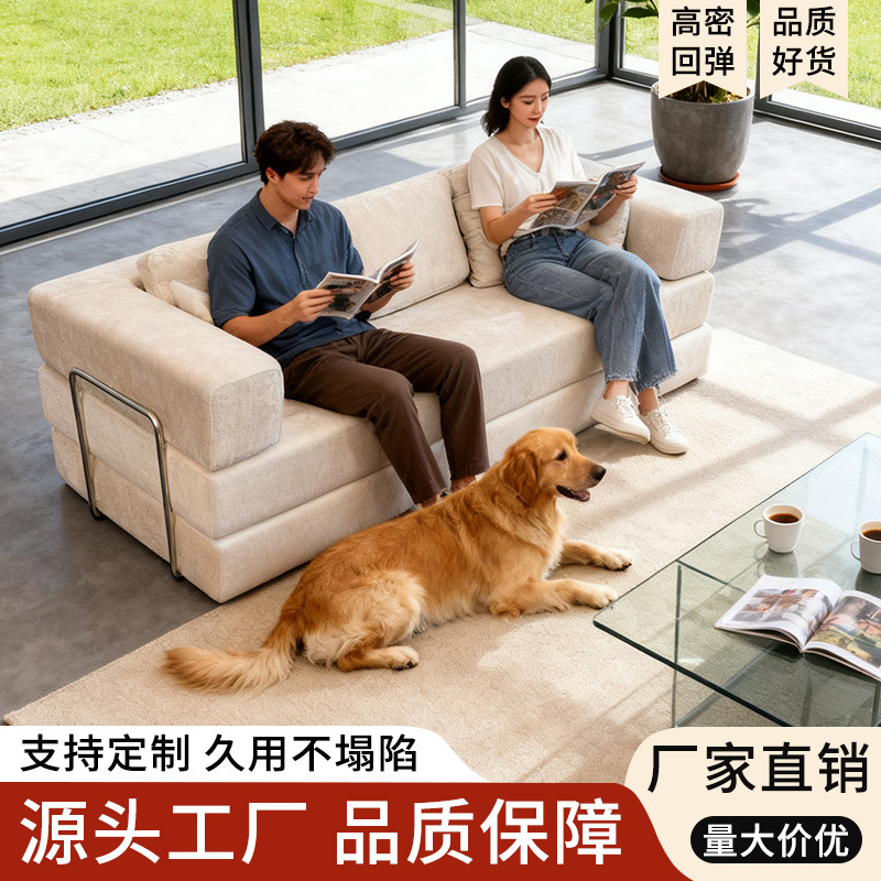 Foreign Trade Cross-Border Fabric Compression Sofa Sofa Bed Foldable Small Apartment Living Room Removable and Washable Folding Sofa