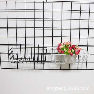 展示网挂架挂网配件超市储物货架零食黑色铁艺墙壁铁线网格置物篮