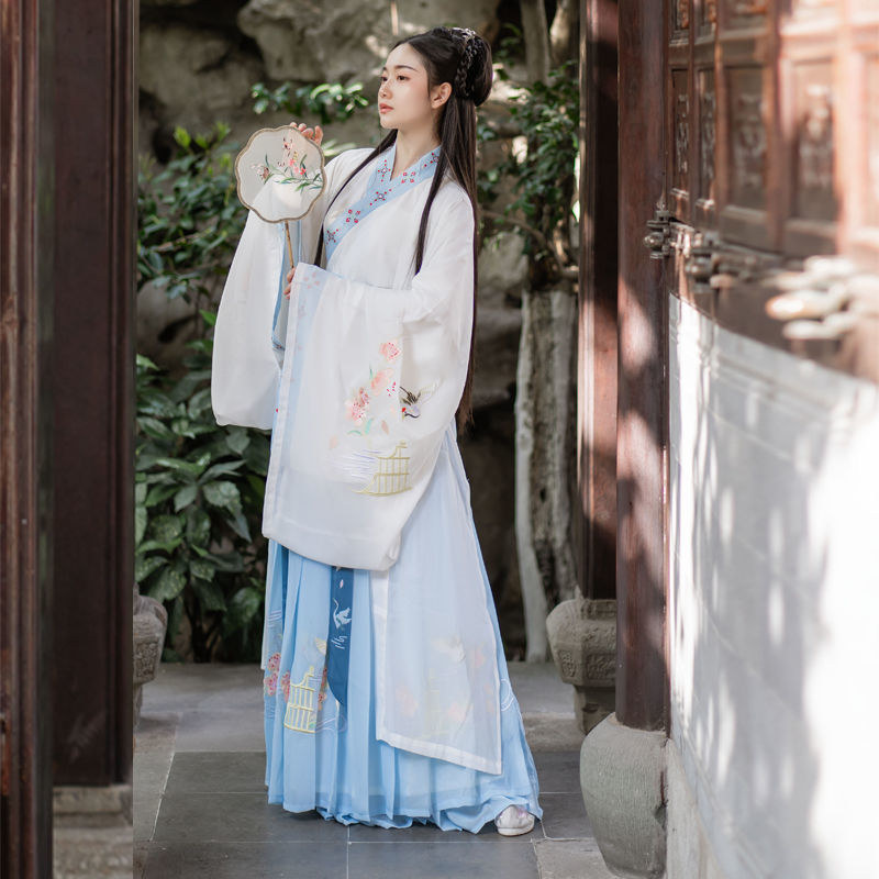 summer new pattern Wei-Jin period Hanfu adult ancient costume Chinese style Ultra cents heavy industry Embroidery Big sleeves Ruskirt