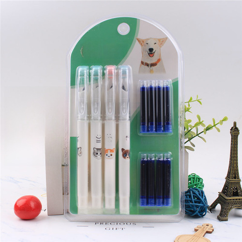 Creative 4-Pack Hanuo Steel Pens Set with Ink Refills - Student Gift Calligraphy Practice Pens Wholesale