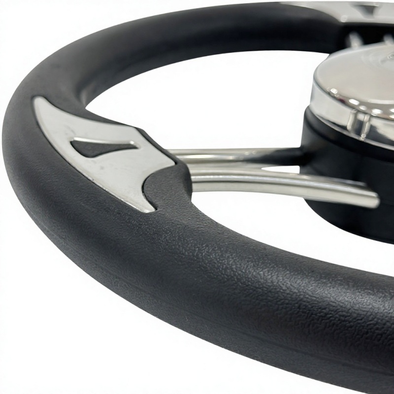 Three-spoke stainless steel 304 foam soft-grip ship steering wheel, yacht rudder wheel, marine steering wheel