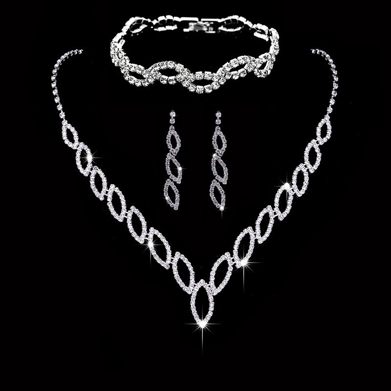 Mode Geometrisch Kupfer Inlay Zirkon Frau Armbänder Ohrringe Halskette display picture 1