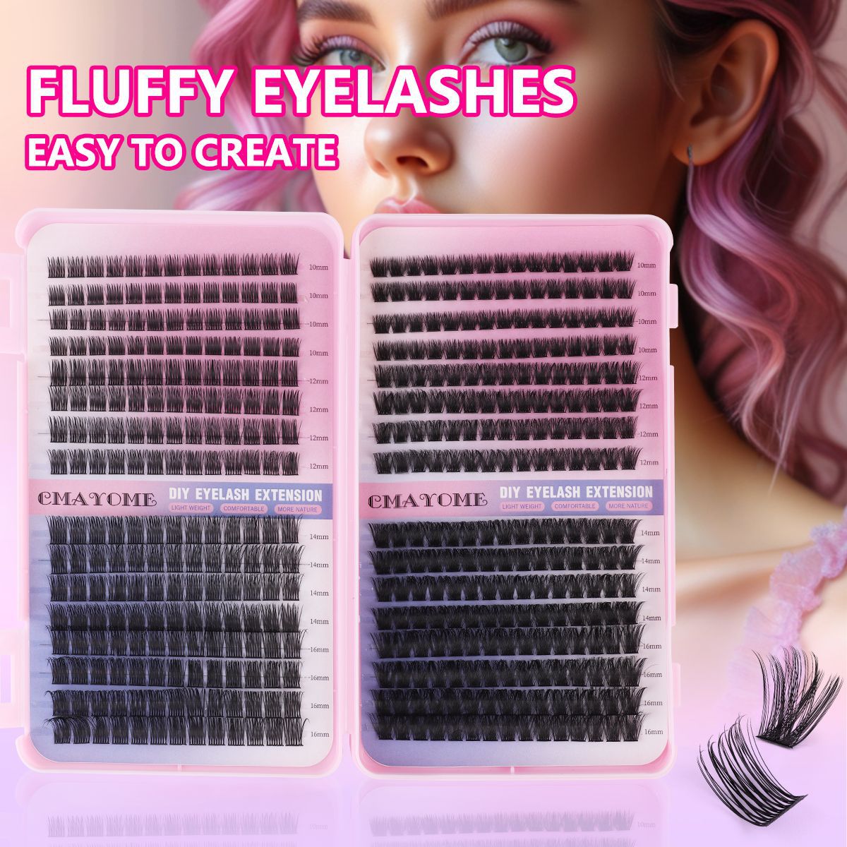 Cross border new 448 clusters mixed thick D curved single cluster false eyelashes set 10 16mm DIY segmented eyelashes_voghion.com