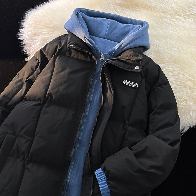 Herbst und Winter Daunen Herren gefälschte zweiteilige Kapuzenkleidung Modemarke Jugend Baumwollmantel_voghion.com