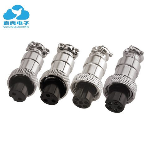 GX12 aviation plug M12 socket connector 2-7 core male and female docking power supply waterproof connector docking cover