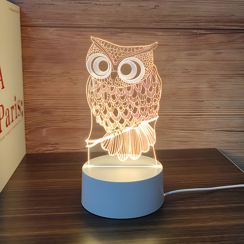 Venta al por mayor luz nocturna 3D USB niños dibujos animados regalo de Navidad lámpara de mesa pequeña atmósfera transfronteriza fijo logotipo acrílico