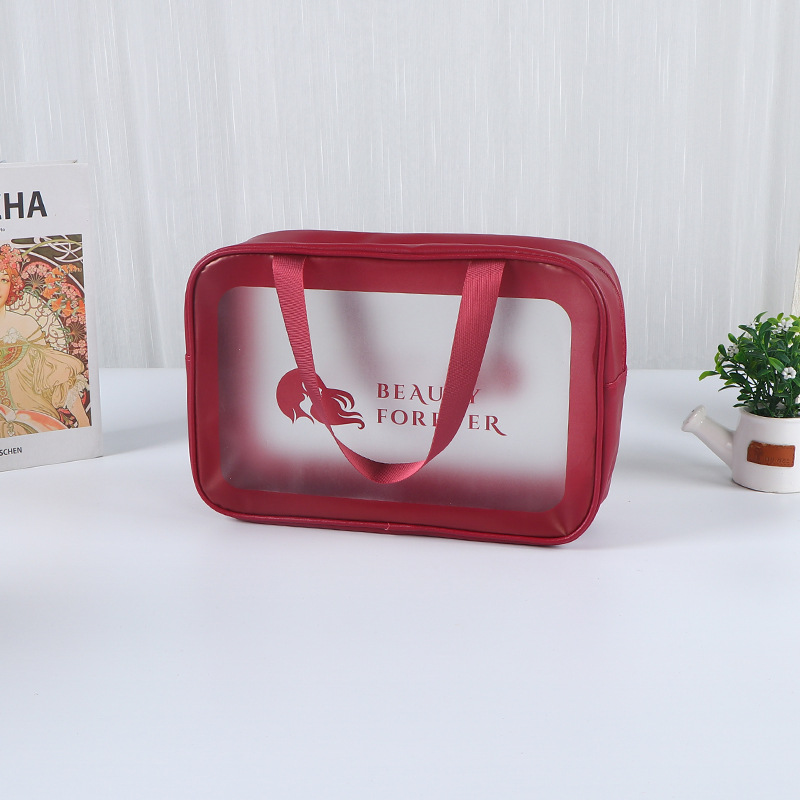 Bolsas de PVC personalizadas viajes impermeables bolsa de lavado de gran capacidad esmerizada bolsa de maquillaje transparente al por mayor