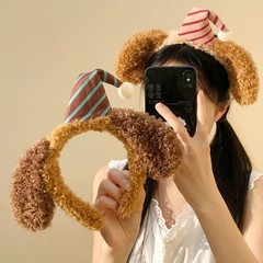 可爱帽子毛绒小狗耳朵发箍女卡通发饰洗脸敷面膜拍照头箍游乐园