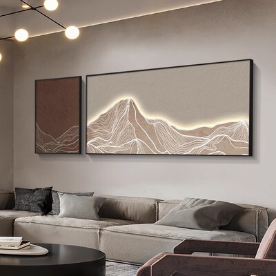 [现代轻奢客厅装饰画背有靠山沙发背景墙挂画侘寂风新中式组合壁画]