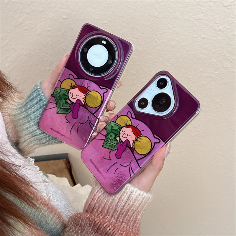 Cartoon Cute Sleeping Girl for Apple Huawei mate60pro Creative P70/p70Pro Personality m50