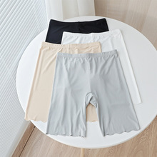 五分大码无痕不卷冰丝安全裤女夏薄款防走光加裆二合一透气打底裤