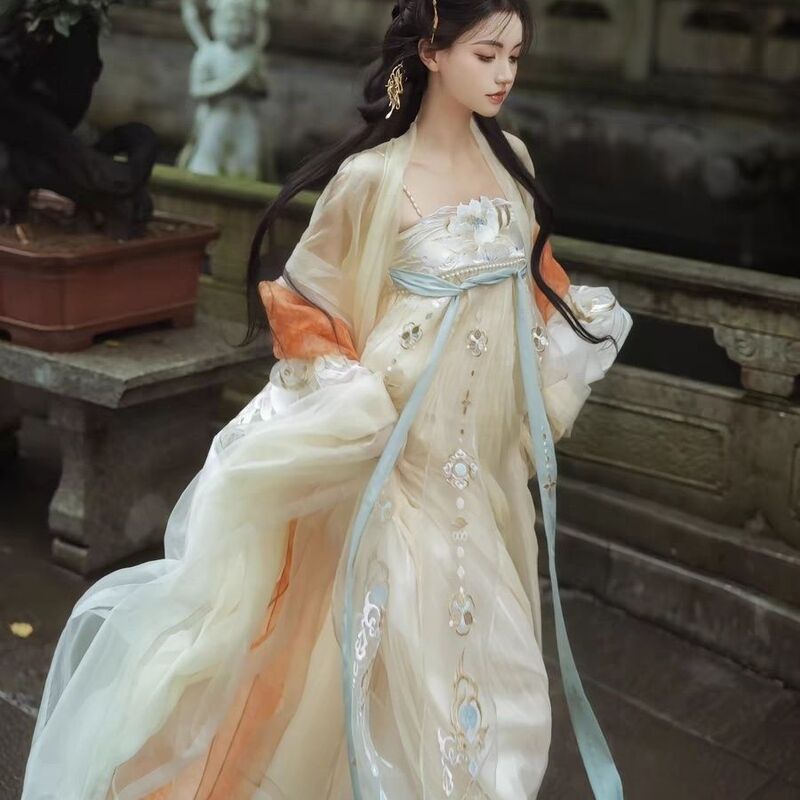 Koi Myth Series Original Heavy Industry Embroidered Big Sleeve Suit-style Chest Dress Hanfu Women's Trailing Fairy Elegant Ancient Style Summer