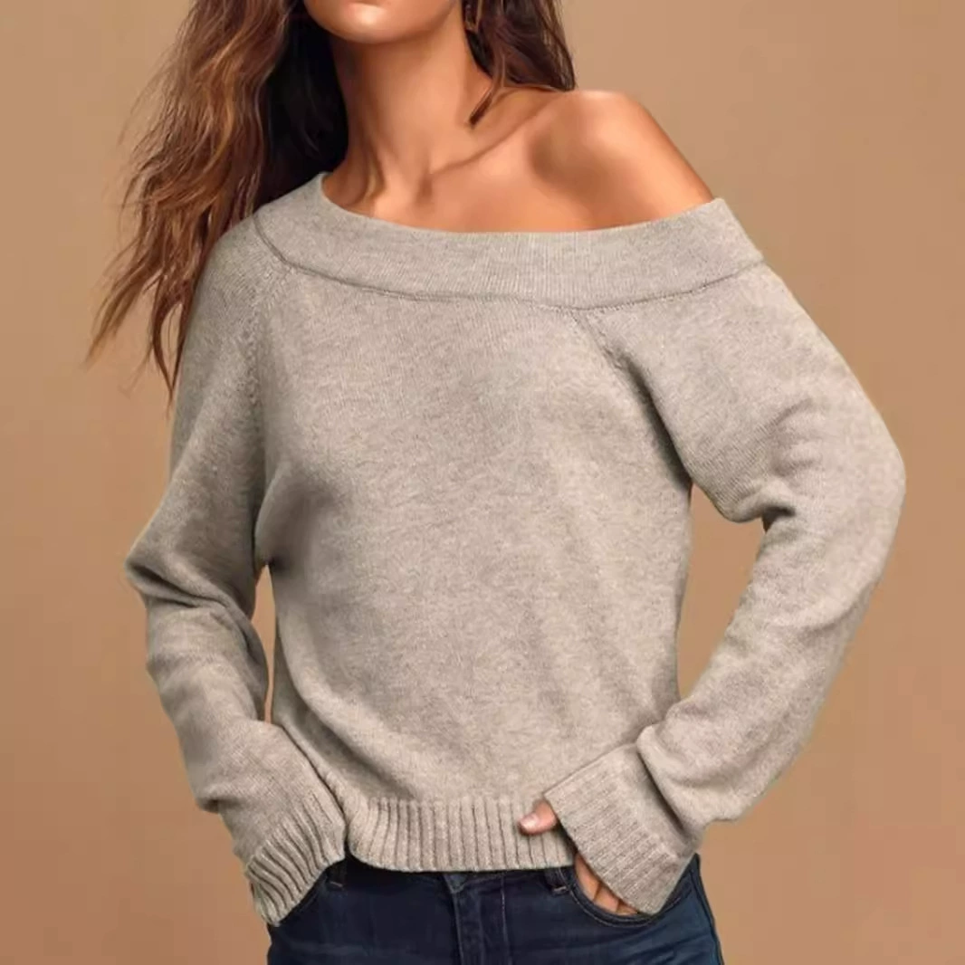 Внешняя торговля Трансграничная Европа, Европа, Amazon производитель женского пуловера с длинными рукавами чистый цвет трикотажный свитер весной и летом