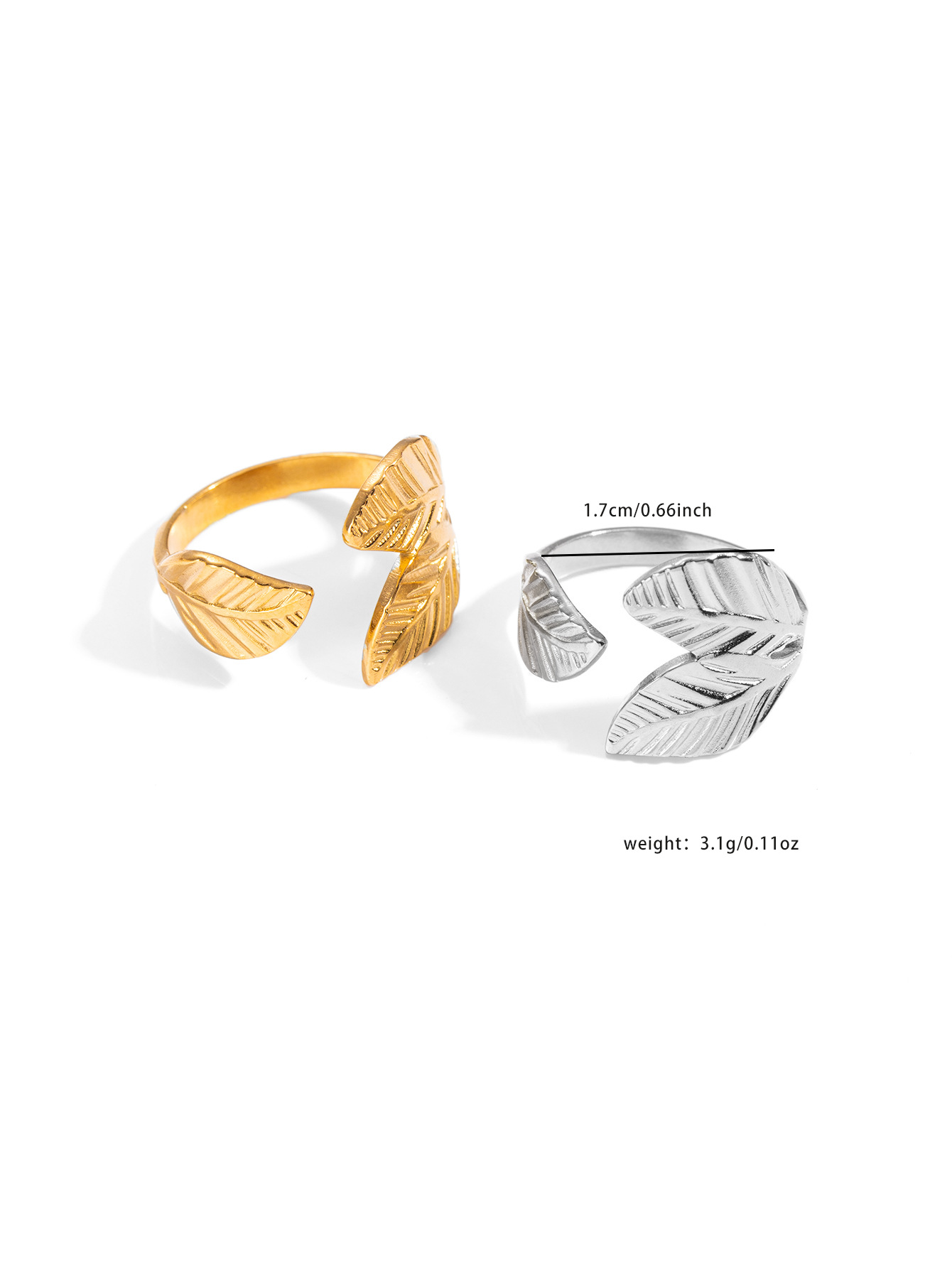 Simple Style Style Wholesale Jewelry Simple Style Leaves Solid Color Butterfly Titanium Steel Open Rings