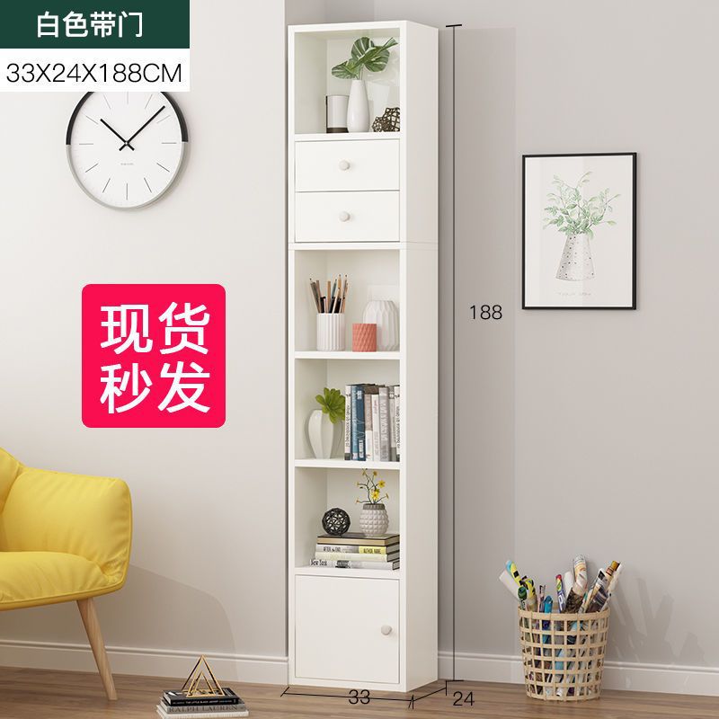 Estante de libros simple estante simple pequeño estante de libros contra la pared estante estrecho dormitorio de niños y estudiantes abertura de almacenamiento estilo nórdico