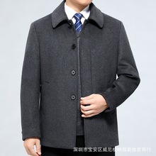 专柜羊绒短款毛呢大衣男高档呢子夹克加厚羽绒服大码毛呢风衣外套