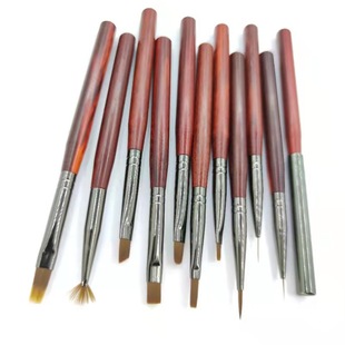 Nail Pen Set Painted Pull Line Sandalwood Color Nail Pen Painting Brush Brush Brush Light Therapy Pen Gradient Hand-painted Nail Art