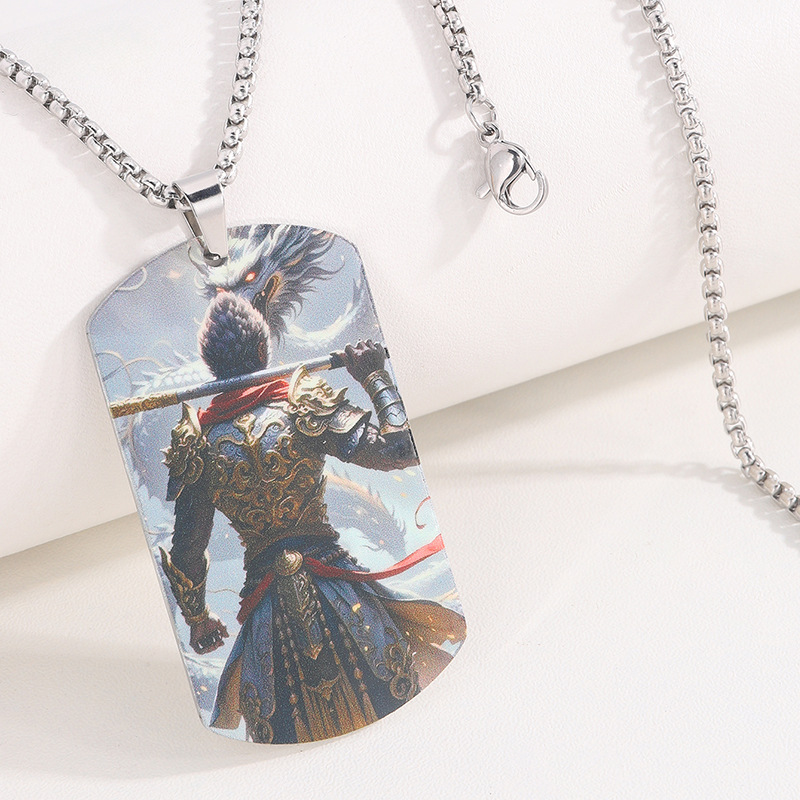 Nuevo mito negro Wukong alrededor de la famosa en línea con la marca de Buda titanio acero inscripción de batalla de la marca de Buda santo colgante joyas