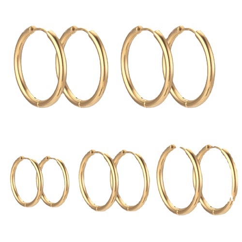 Earrings, titanium steel earrings, thick and fine coils, vacuum electroplated circles, stainless steel earrings, factory direct sales