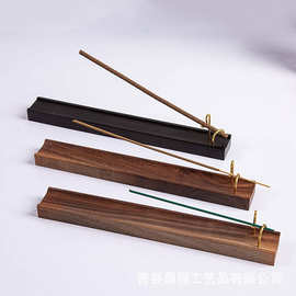亚马逊木制蚊香座家用室内黄铜香炉支架旅行便携式木制线香灰盒