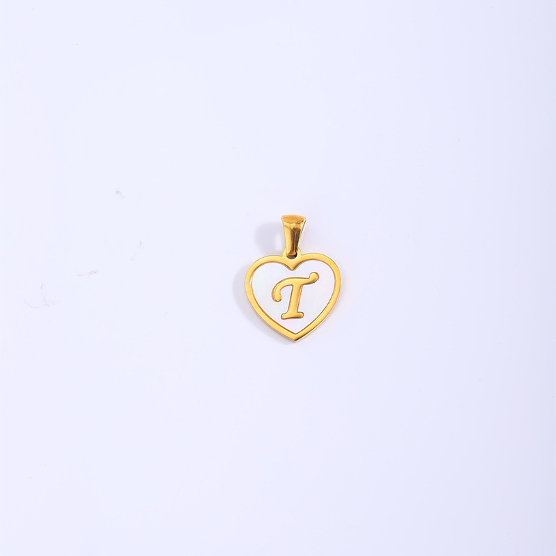 Nuevo colgante de corazón de melocotón de acero de titanio, accesorios de concha de letras inglesas, colgante pequeño, joyería de amor de bricolaje, collar a juego