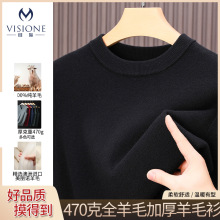 濮院秋冬新款纯羊毛衫男低圆领纯色长袖针织毛衣加厚保暖羊毛衫男