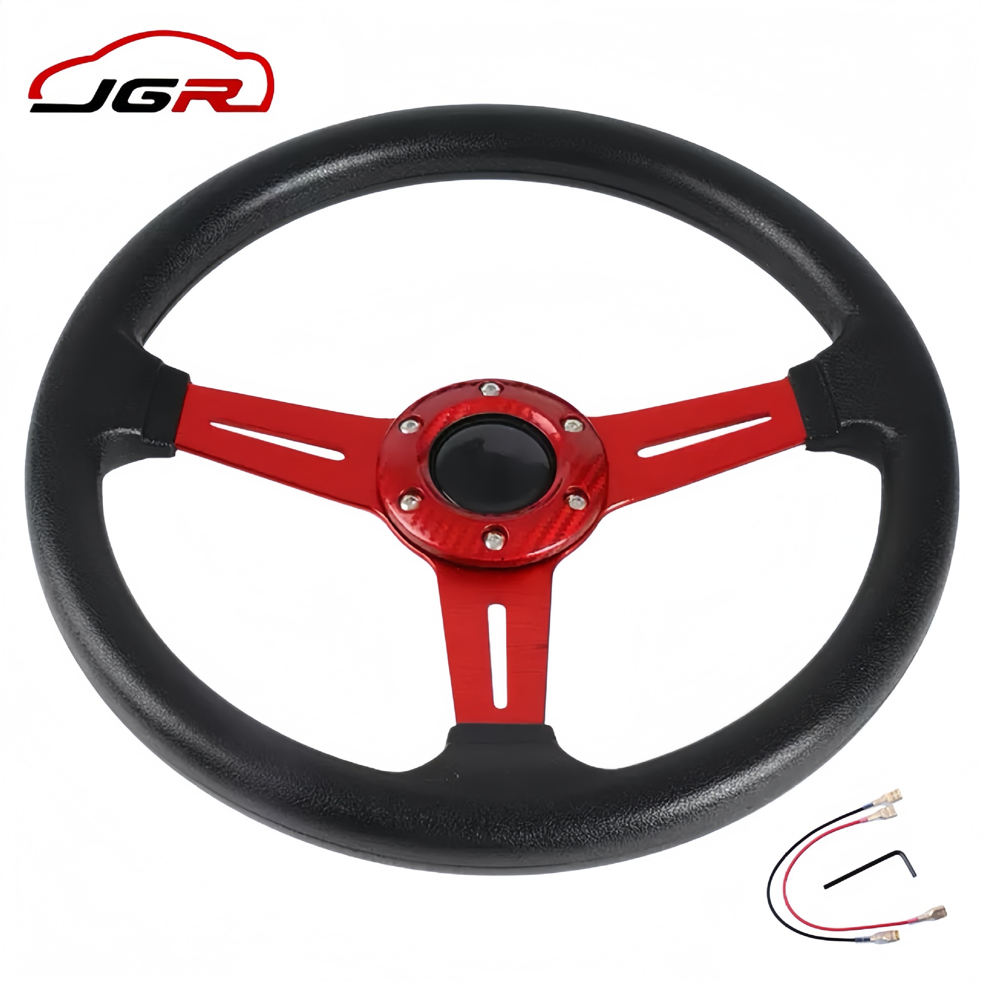 Car Modified Steering Wheel PU Racing Steering Wheel 14inch Personalized Carbon Pattern Patch 345mm Cross-Border