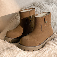 切尔西雪地靴情侣款冬季中帮加绒棉鞋厚底百搭男鞋英伦风马丁靴