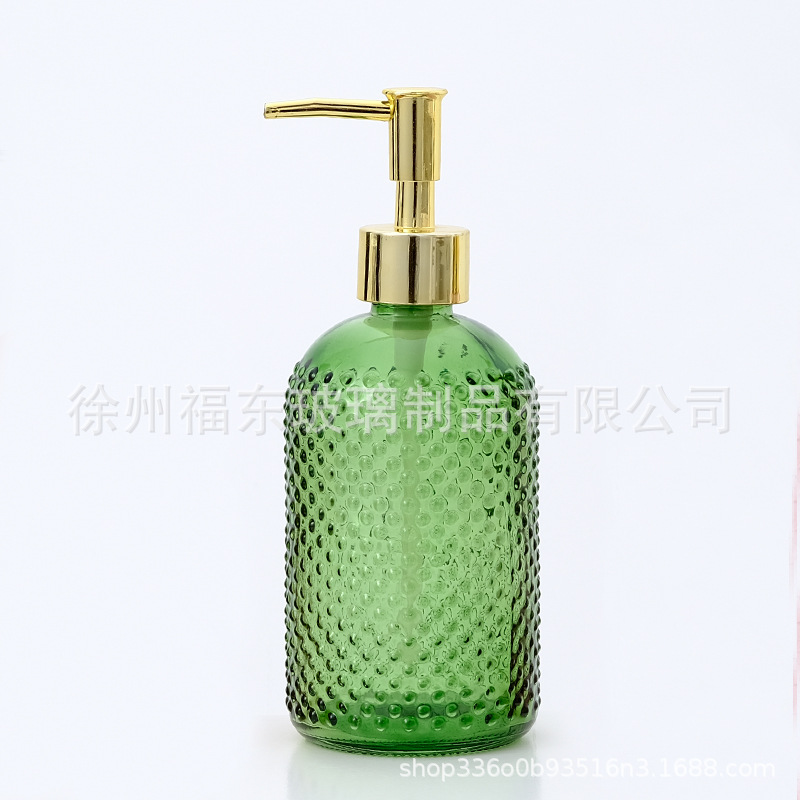 Botella de desinfectante de manos de lunares Botella de baño de presión Botella de gel de ducha Botella de desinfectante de alcohol de hotel de lunares 400m