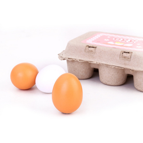 Wooden simulated eggs and duck eggs set of 6 boxed cognitive toys for babies and young children playing house