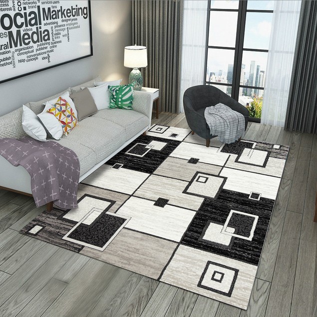 Alfombra estilo nórdico de Amazon, alfombra para sala de estar, sofá, mesa de centro, alfombra para entrada, alfombra de terciopelo cristalino de fácil cuidado y cobertura completa para el hogar.