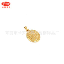 时尚潮流简约女士吊牌创意圣母玛利亚头像吊坠金色不锈钢吊坠项链